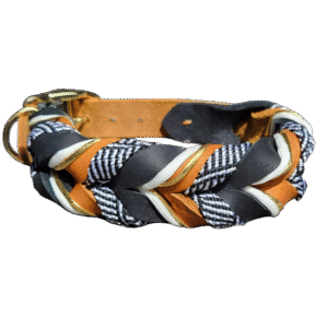 Lederhalsband Cognac Black