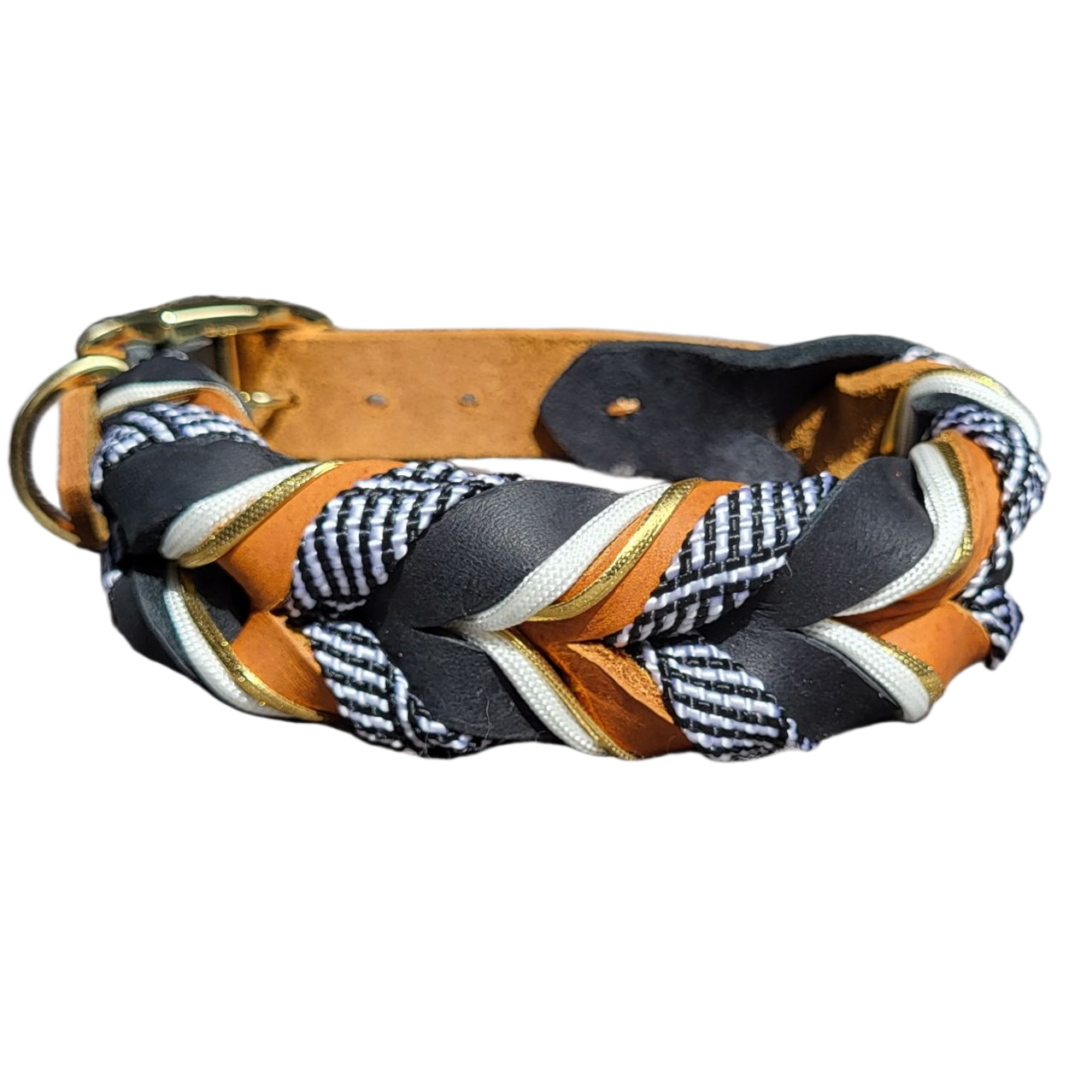 Lederhalsband Cognac Black