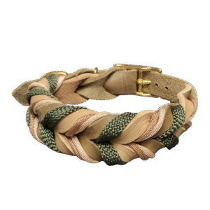 Lederhalsband Oliv Sand